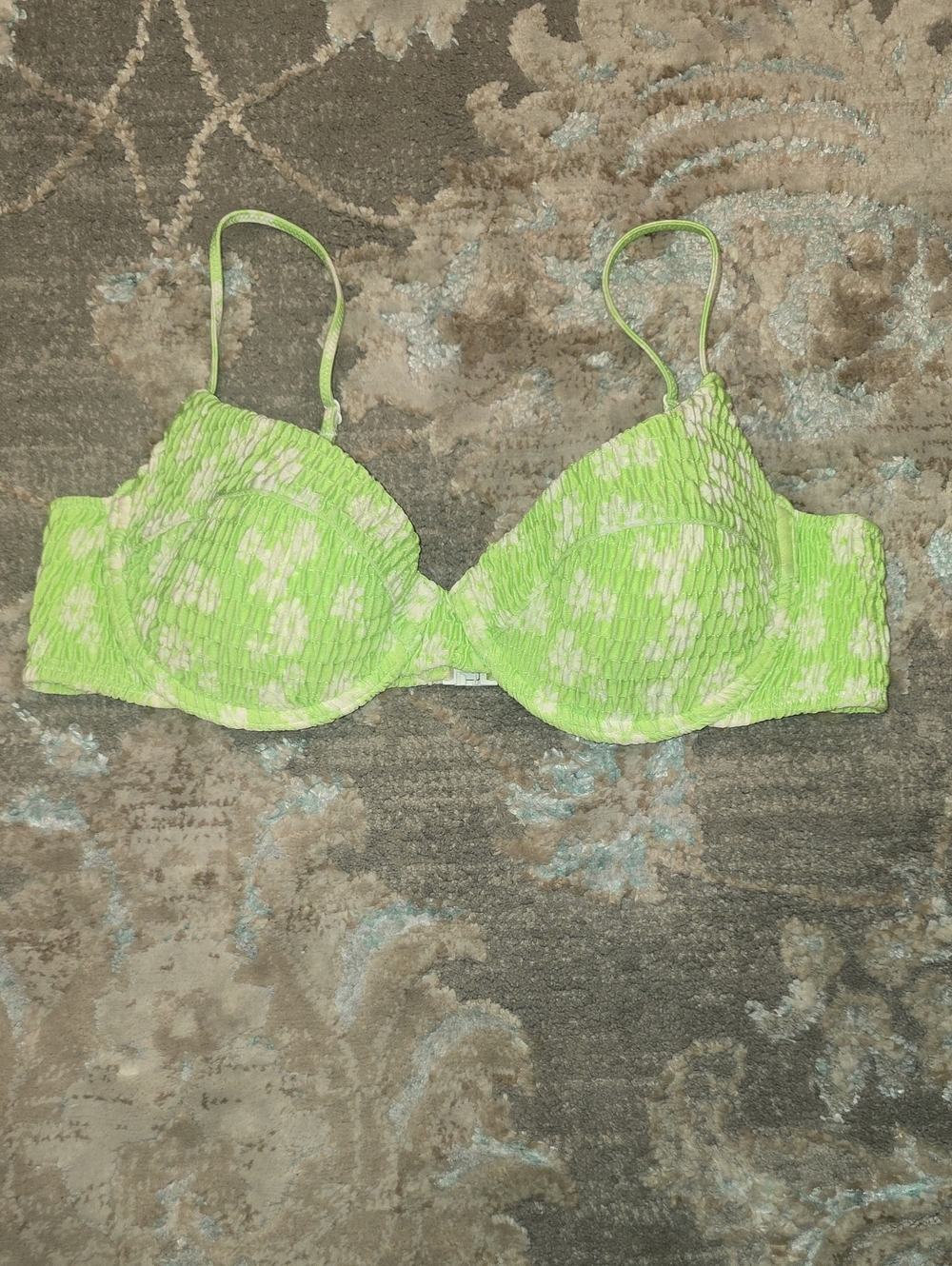 Triangl Bra Style Lime Green Ruffle Top Only